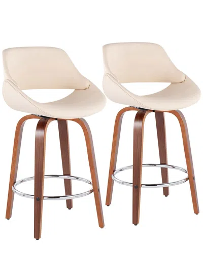 Lumisource Set Of 2 Fabrico Fixed-height Counter Stools In Brown