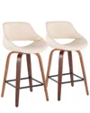 Lumisource Set Of 2 Fabrico Fixed-height Counter Stools In Brown
