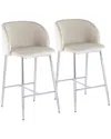 Lumisource Set Of 2 Fran Counter Stools In Silver