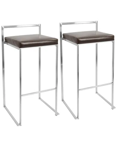 Lumisource Set Of 2 Fuji Barstools In Brown