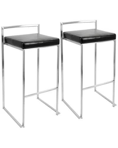 Lumisource Set Of 2 Fuji Barstools In Black