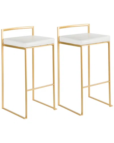 Lumisource Set Of 2 Fuji Barstools In White