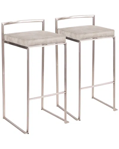Lumisource Set Of 2 Fuji Barstools In Brown