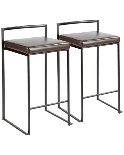 Lumisource Set Of 2 Fuji Counter Stools In Black