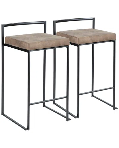 Lumisource Set Of 2 Fuji Counter Stools In Brown