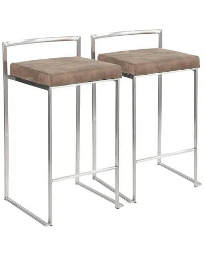 Lumisource Set Of 2 Fuji Counter Stools In Brown
