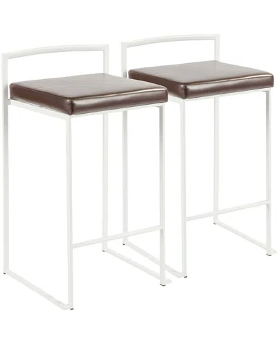 Lumisource Set Of 2 Fuji Counter Stools In Brown