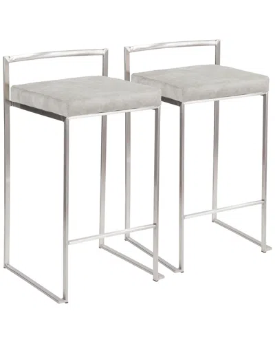 Lumisource Set Of 2 Fuji Counter Stools In White