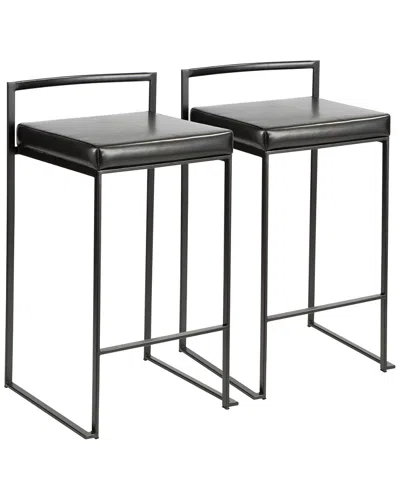 Lumisource Set Of 2 Fuji Counter Stools In Black