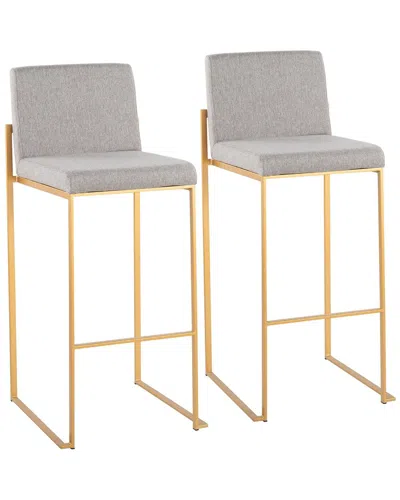 Lumisource Set Of 2 Fuji High Back Bar Stools In Gray