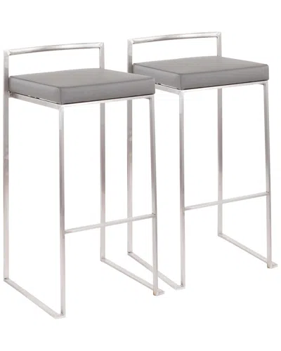 Lumisource Set Of 2 Fuji Stacker Barstools In Gray