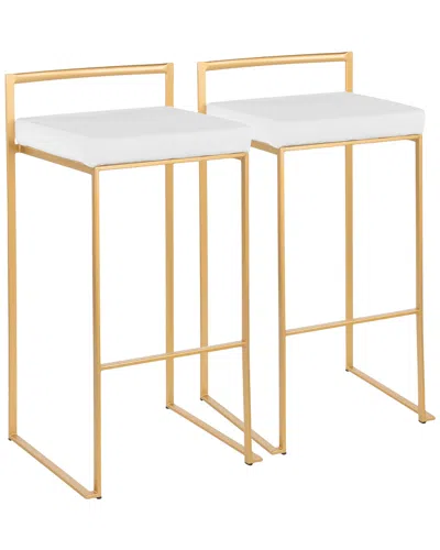 Lumisource Set Of 2 Fuji Stacker Barstools In Gold