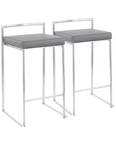 Lumisource Set Of 2 Fuji Stacker Counter Stools In Gray