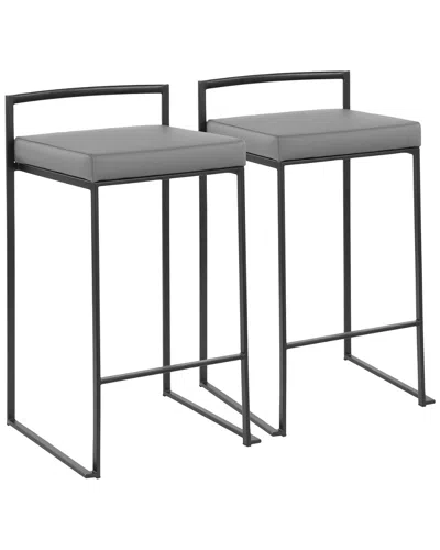 Lumisource Set Of 2 Fuji Stacker Counter Stools In Gray