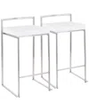 Lumisource Set Of 2 Fuji Stacker Counter Stools In White