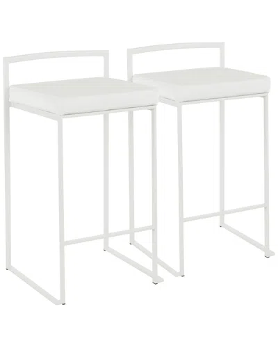 Lumisource Set Of 2 Fuji Stacker Counter Stools In White
