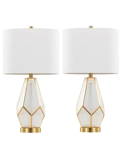 Lumisource Set Of 2 Geo Rain Glass 25 Table Lamp In Multi