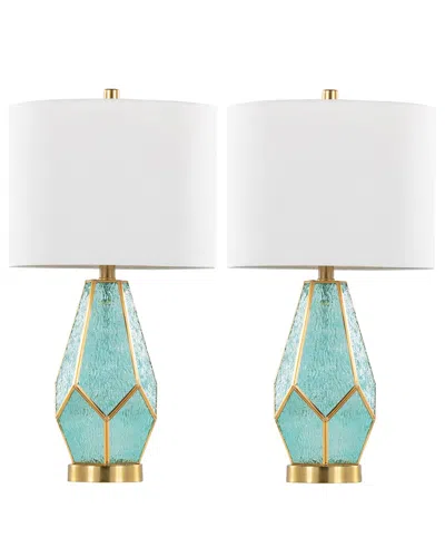 Lumisource Set Of 2 Geo Rain Glass 25 Table Lamp In Multi