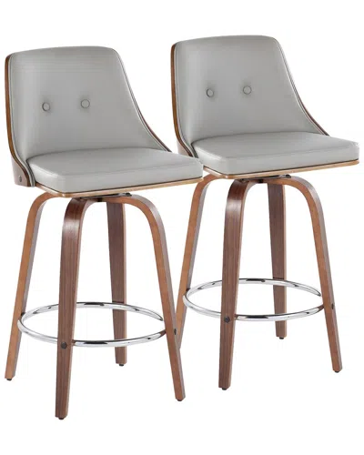Lumisource Set Of 2 Gianna 26in Fixed-height Counter Stools In Gray