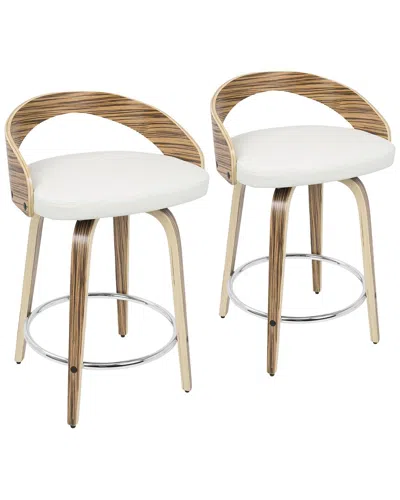 Lumisource Set Of 2 Grotto 24 Mid-century Modern Fixed-height Counter Stool In Brown
