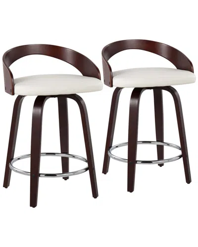 Lumisource Set Of 2 Grotto 24 Mid-century Modern Fixed-height Counter Stool In Brown