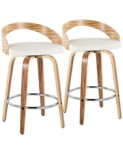 Lumisource Set Of 2 Grotto 26 Mid-century Modern Fixed-height Counter Stool In Brown