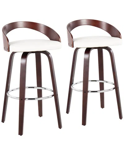 Lumisource Set Of 2 Grotto 30 Mid-century Modern Fixed-height Barstool In Brown