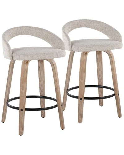 Lumisource Set Of 2 Grotto Upholstered 26 Fixed-height Counter Stool In Neutral