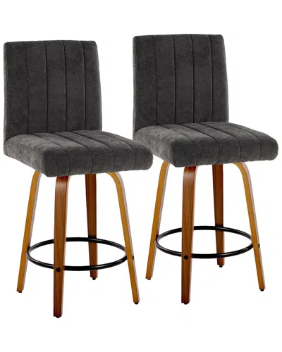 Lumisource Set Of 2 Hank 26 Fixed-height Counter Stool In Brown