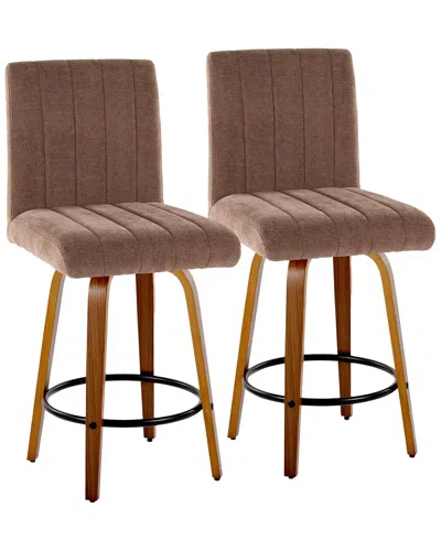 Lumisource Set Of 2 Hank 26 Fixed-height Counter Stool In Brown