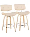 Lumisource Set Of 2 Lombardi 26 Fixed-height Counter Stool In Brown