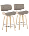 Lumisource Set Of 2 Lombardi 30 Fixed-height Barstool In Brown