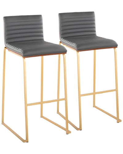 Lumisource Set Of 2 Mason Mara 30in Fixed-height Barstools In Gray