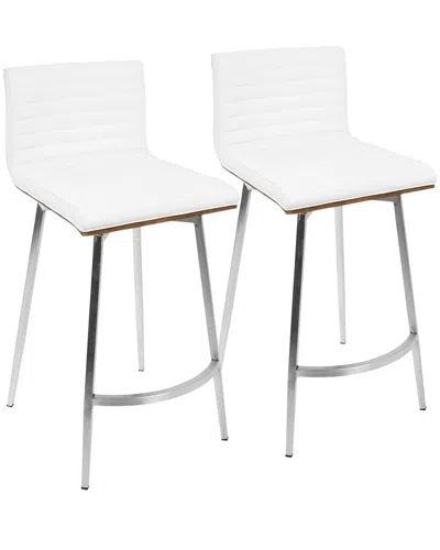 Lumisource Set Of 2 Mason Swivel Counter Stools In White