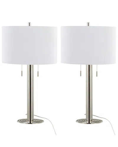 LUMISOURCE LUMISOURCE SET OF 2 MASTER 29IN CONTEMPORARY TABLE LAMPS WITH GRANDVIEW  GALLERY LINEN SHADE