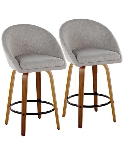 LUMISOURCE LUMISOURCE SET OF 2 MATISSE HIGHBACK 26IN CONTEMPORARY FIXED-HEIGHT COUNTER  SWIVEL STOOLS WITH FOOT