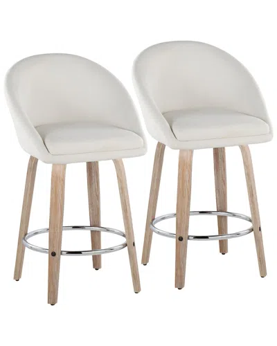 LUMISOURCE LUMISOURCE SET OF 2 MATISSE HIGHBACK 26IN CONTEMPORARY FIXED-HEIGHT COUNTER  SWIVEL STOOLS WITH FOOT