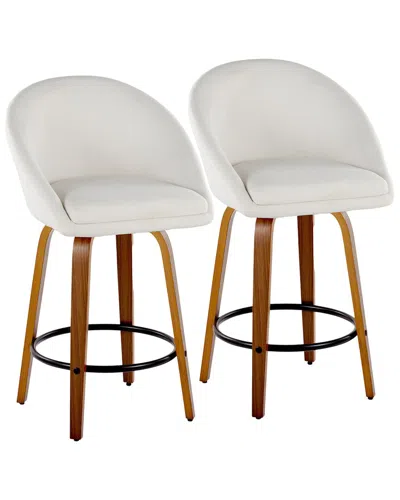 LUMISOURCE LUMISOURCE SET OF 2 MATISSE HIGHBACK 26IN CONTEMPORARY FIXED-HEIGHT COUNTER  SWIVEL STOOLS WITH FOOT