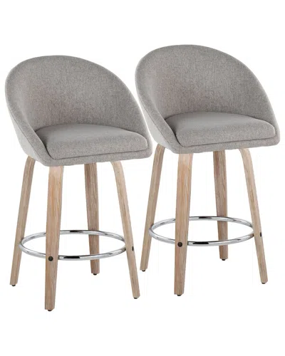 LUMISOURCE LUMISOURCE SET OF 2 MATISSE HIGHBACK 26IN CONTEMPORARY FIXED-HEIGHT COUNTER  SWIVEL STOOLS WITH FOOT