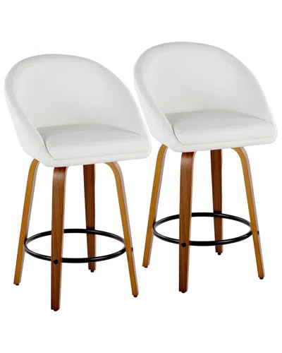 LUMISOURCE LUMISOURCE SET OF 2 MATISSE HIGHBACK 26IN CONTEMPORARY FIXED-HEIGHT COUNTER  SWIVEL STOOLS WITH FOOT