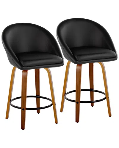 Lumisource Set Of 2 Matisse Highback 26in Contemporary Fixed-height Counter  Swivel Stools With Foot In Black