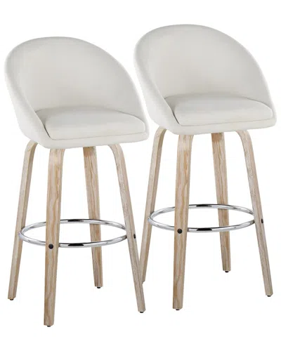 LUMISOURCE LUMISOURCE SET OF 2 MATISSE HIGHBACK 30IN CONTEMPORARY FIXED-HEIGHT SWIVEL BAR  STOOLS WITH FOOTREST
