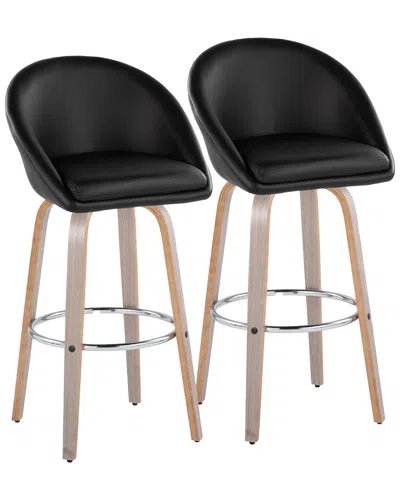 LUMISOURCE LUMISOURCE SET OF 2 MATISSE HIGHBACK 30IN CONTEMPORARY FIXED-HEIGHT SWIVEL BAR  STOOLS WITH FOOTREST