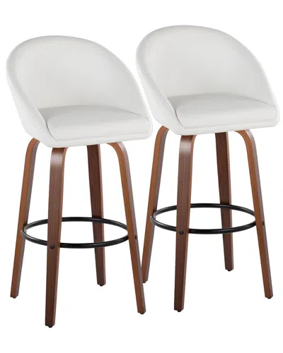 LUMISOURCE LUMISOURCE SET OF 2 MATISSE HIGHBACK 30IN CONTEMPORARY FIXED-HEIGHT SWIVEL BAR  STOOLS WITH FOOTREST