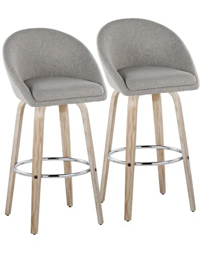 LUMISOURCE LUMISOURCE SET OF 2 MATISSE HIGHBACK 30IN CONTEMPORARY FIXED-HEIGHT SWIVEL BAR  STOOLS WITH FOOTREST