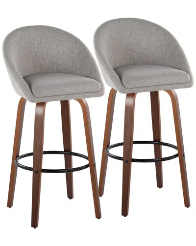 LUMISOURCE LUMISOURCE SET OF 2 MATISSE HIGHBACK 30IN CONTEMPORARY FIXED-HEIGHT SWIVEL BAR  STOOLS WITH FOOTREST
