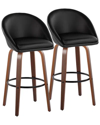 Lumisource Set Of 2 Matisse Highback 30in Contemporary Fixed-height Swivel Bar  Stools With Footrest In Black