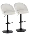 Lumisource Set Of 2 Matisse Highback Contemporary Adjustable Bar Stools With  Footrest