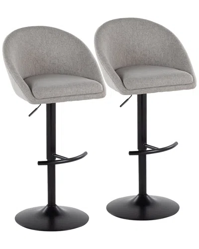 LUMISOURCE LUMISOURCE SET OF 2 MATISSE HIGHBACK CONTEMPORARY ADJUSTABLE BAR STOOLS WITH  FOOTREST