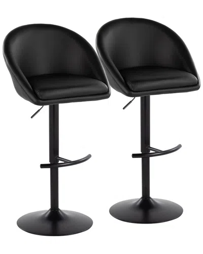LUMISOURCE LUMISOURCE SET OF 2 MATISSE HIGHBACK CONTEMPORARY ADJUSTABLE BAR STOOLS WITH  FOOTREST